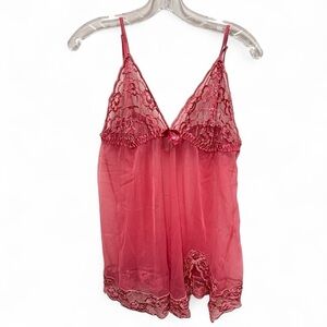 Frederick’s of Hollywood Pink Sheer Babydoll with adjustable closure size XL